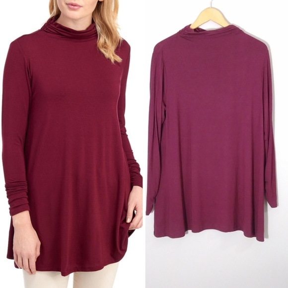 Peck & Peck Scrunched Mock Neck Tunick - Picture 1 of 4